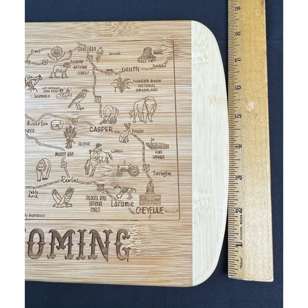 Totally Bamboo Destination Wyoming State Bamboo Cutting Board Map Pattern